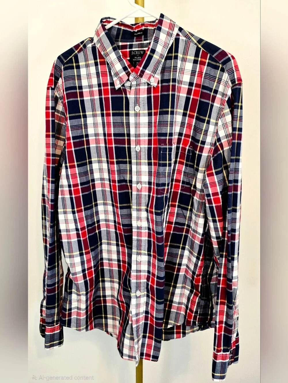 J.Crew Flex Washed Classic Plaid Button Down Shirt Preppy Casual Classic